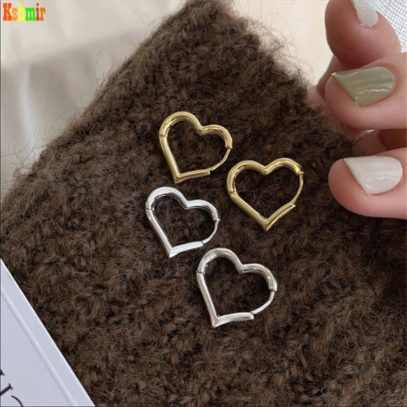Dainty Heart Hoops - Picture 2 of 4